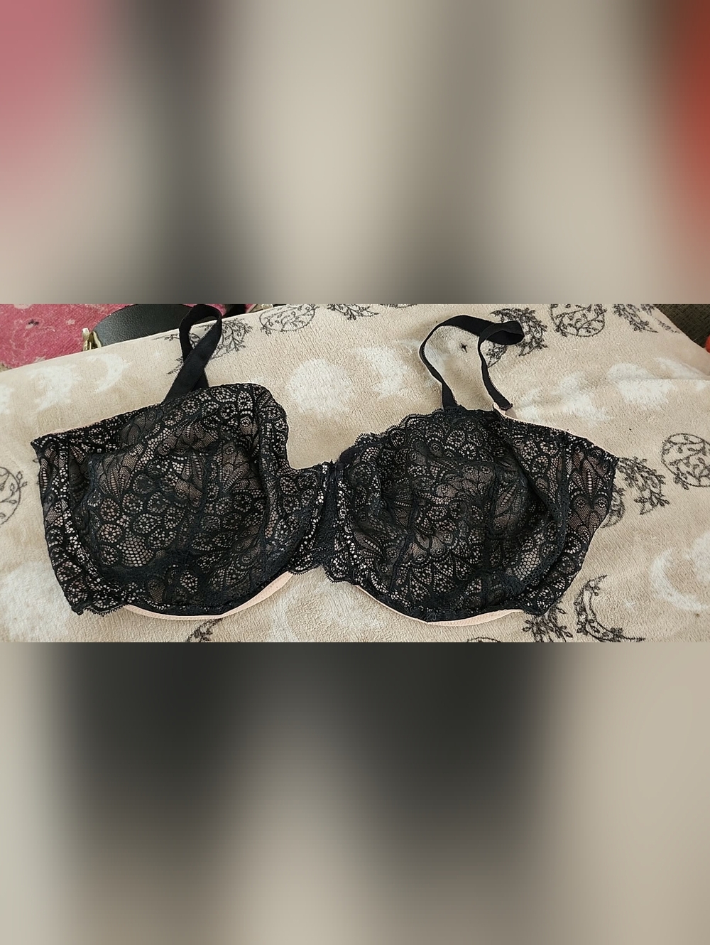 Torrid Delicate Black Lace Underwire Bra with Nude Lining